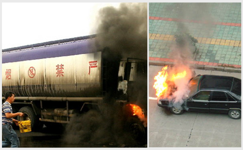 在汽車自燃三階段，何時使用自動滅火裝置滅火